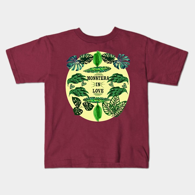 monstera in love Kids T-Shirt by annateraa